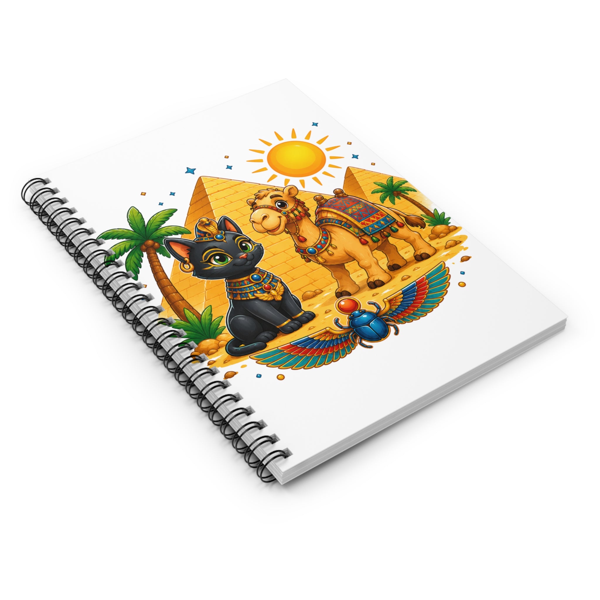 Egyptian Cat and Camel Spiral Notebook | Ruled Journal