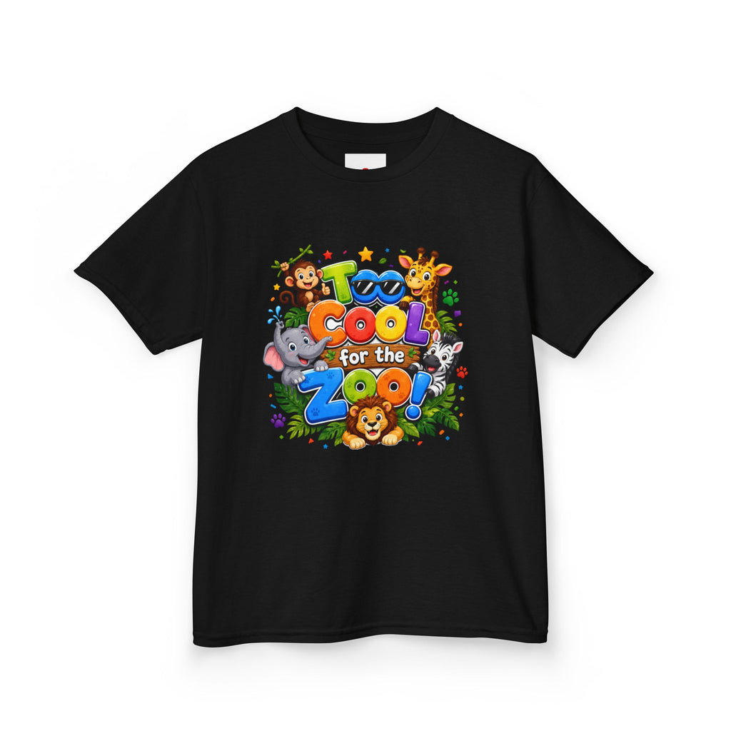 Kids Tee — "Too Cool for the Zoo" Colorful Animal Graphic