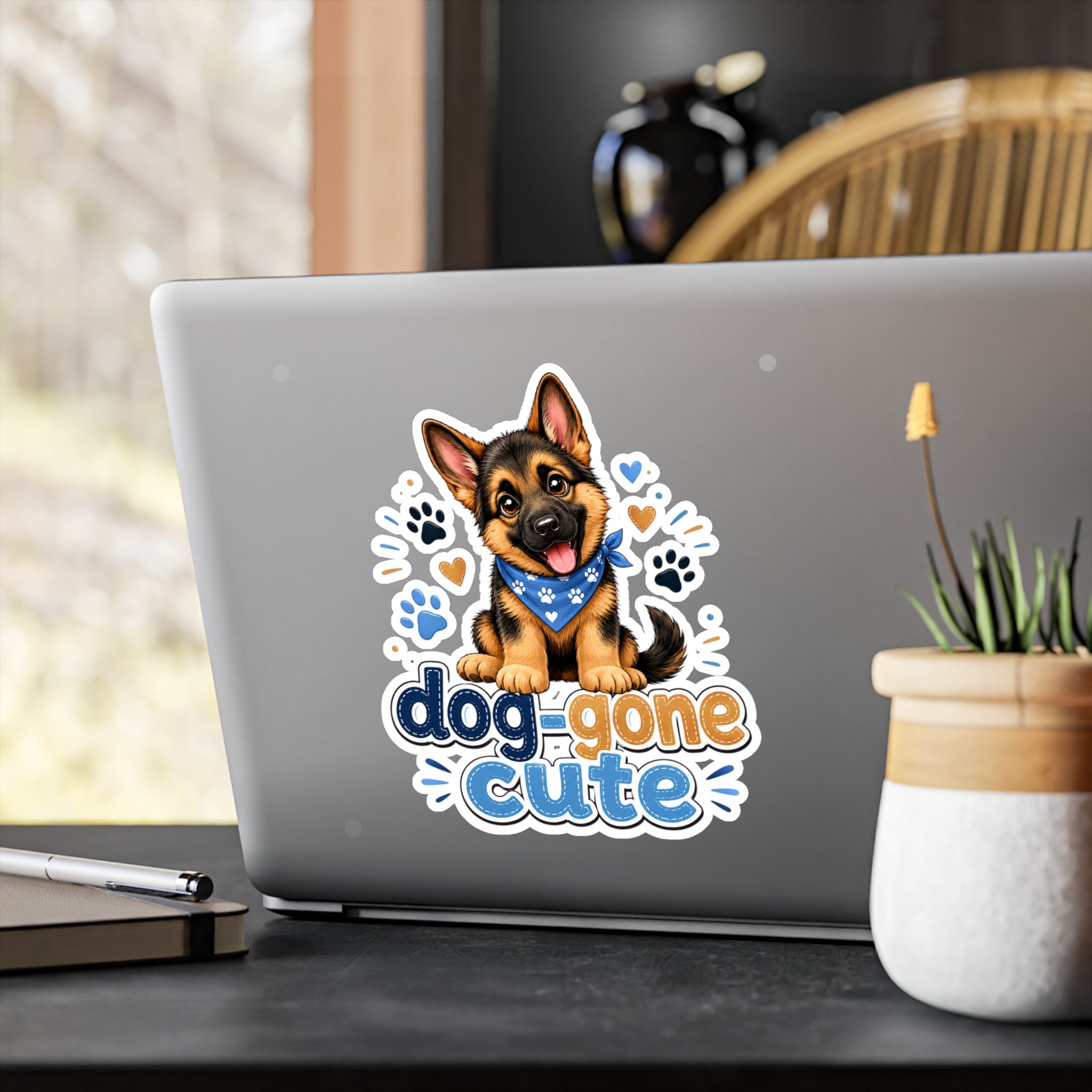 Dog-Gone Cute German Shepherd Sticker — Kiss-Cut Vinyl Decal