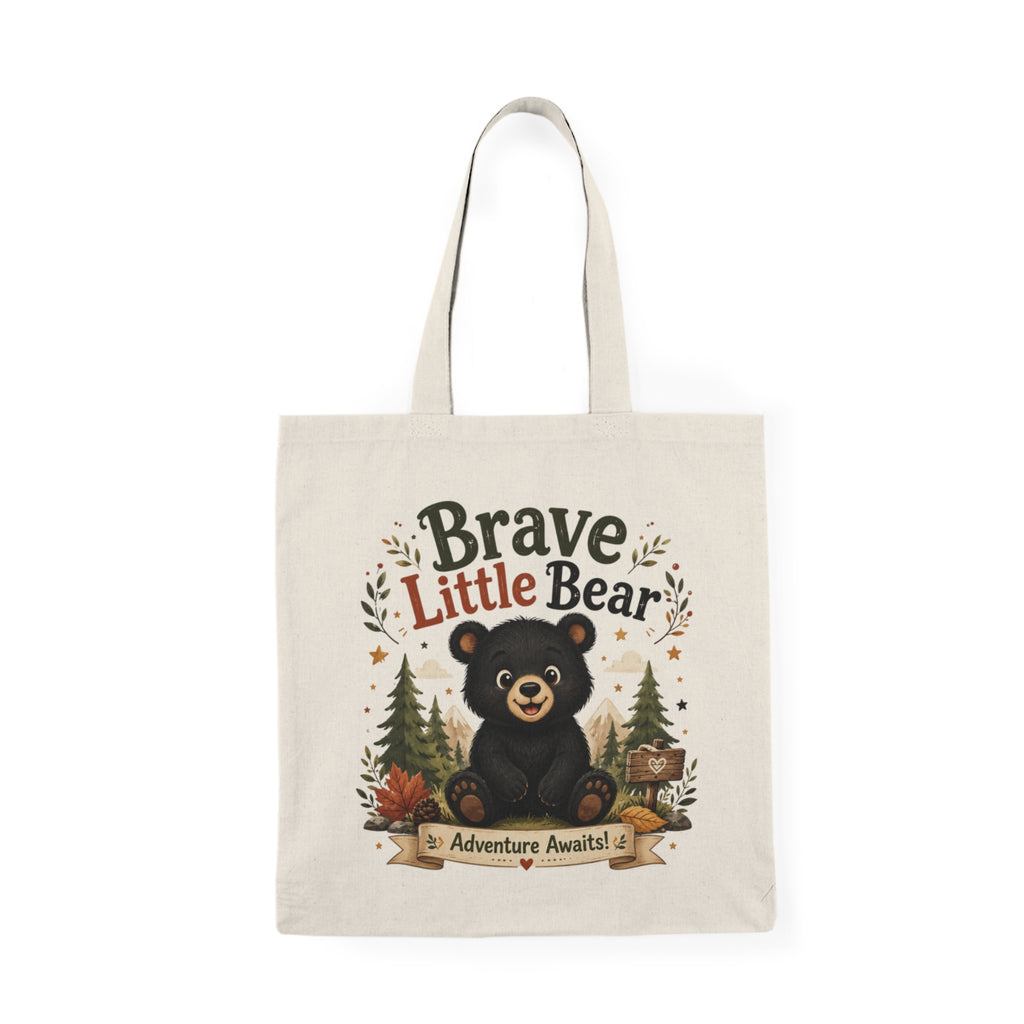 Brave Little Bear Tote Bag — Cute Kids Adventure Canvas Grocery Bag