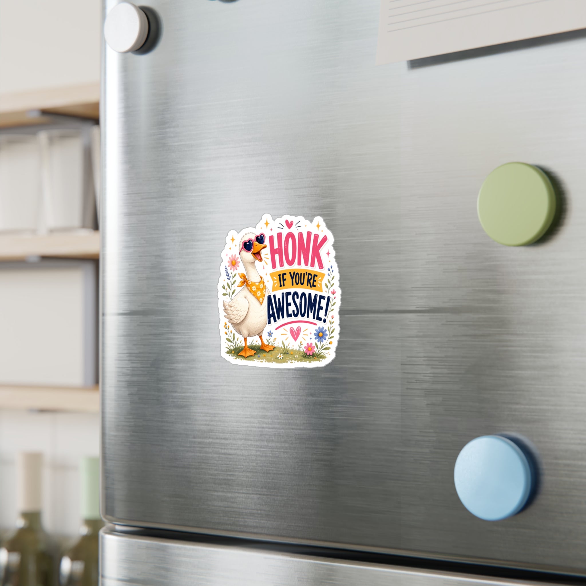 Sticker — "Honk If You’re Awesome" Cute Goose Vinyl Decal