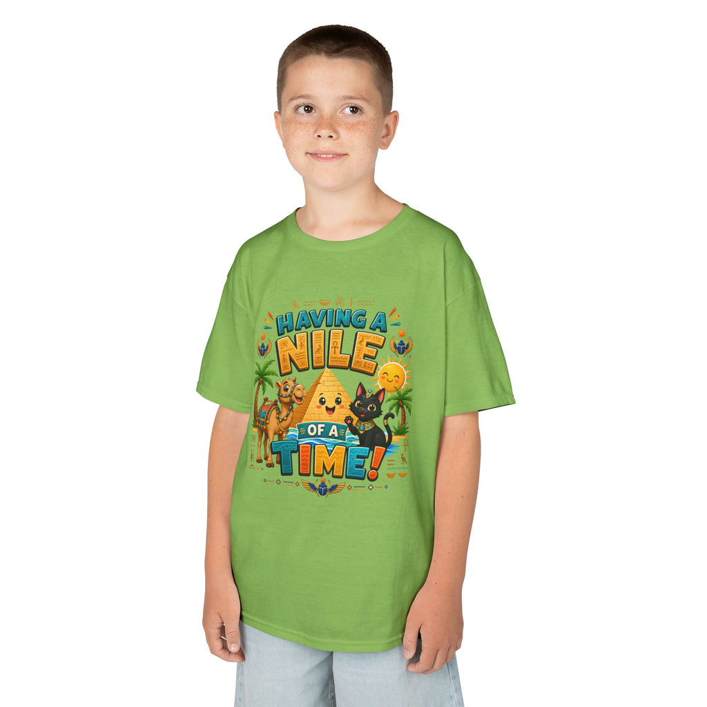 Having a Nile of a Time Kids Tee | Camel Pyramid Desert Cartoon