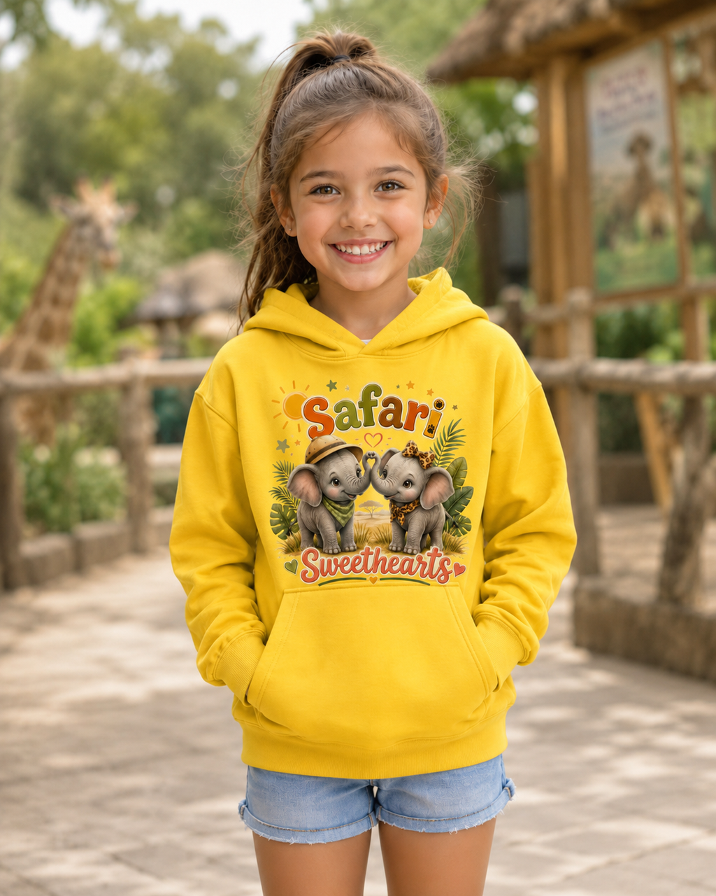 Safari Sweethearts Kids Hoodie – Cute Elephant Jungle Pullover for Toddlers & Kids