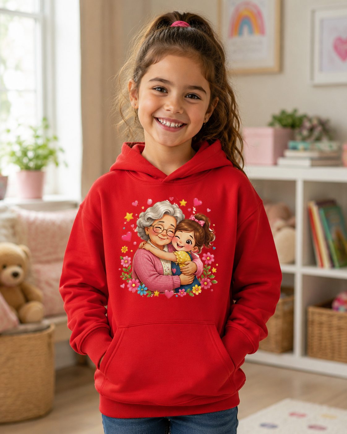 Grandma and Me Kids Hoodie — Cute Grandma Hug Graphic Pullover for Children