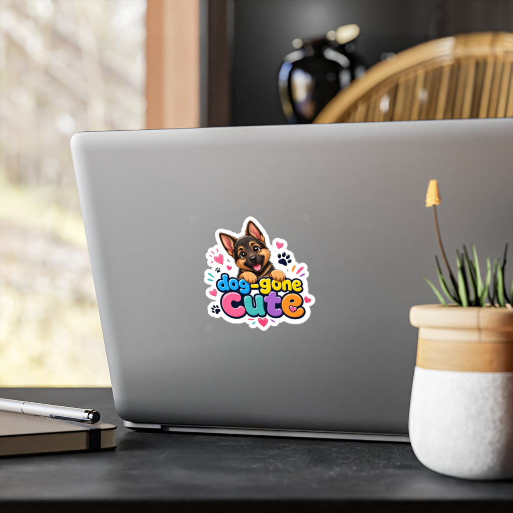 Dog-Gone Cute German Shepherd Sticker — Kiss-Cut Vinyl Decal for Laptops, Cars & Water Bottles
