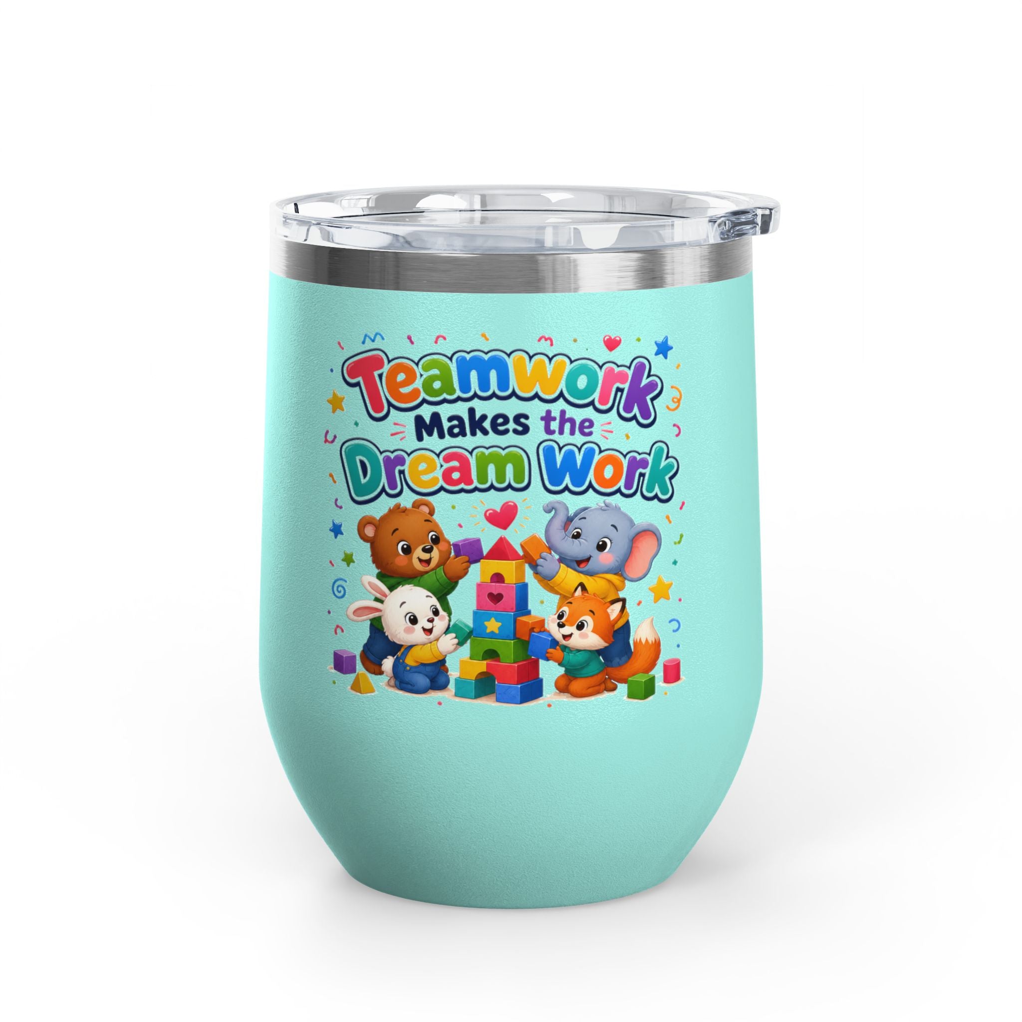 "Teamwork Makes the Dream Work" Kids Animal Stack 12oz