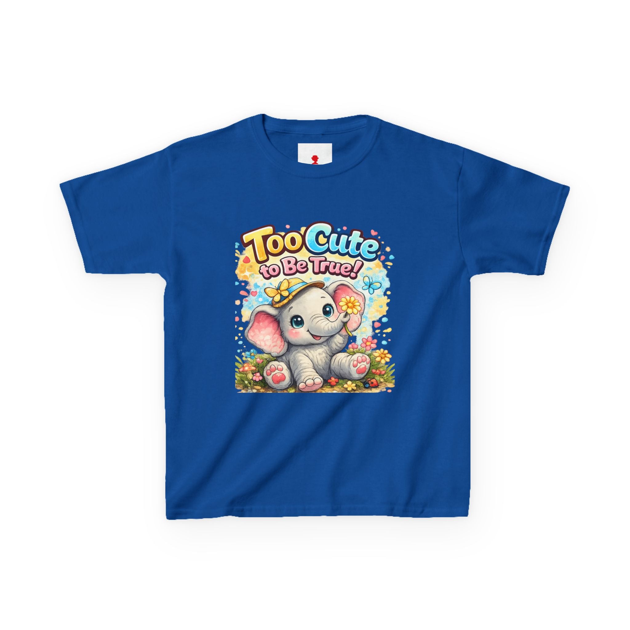 Kids Tee — "Too Cute to Be True" Elephant Graphic