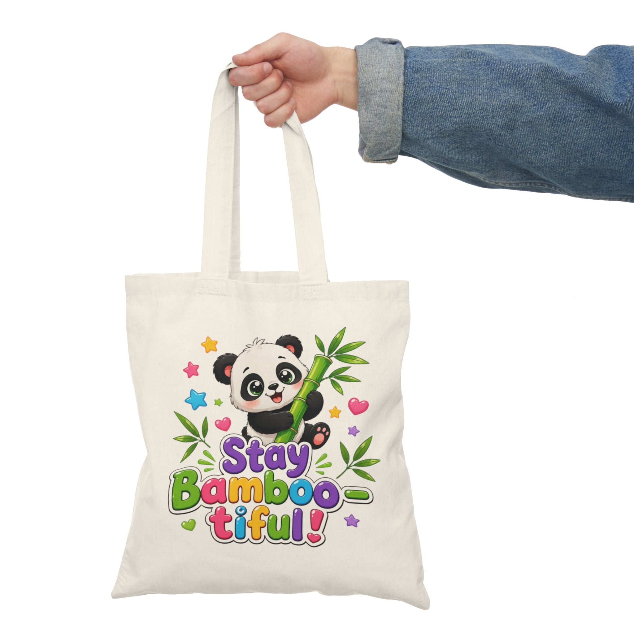 Stay Bambootiful Panda Tote Bag — Cute Eco-Friendly Grocery & Everyday Canvas Bag