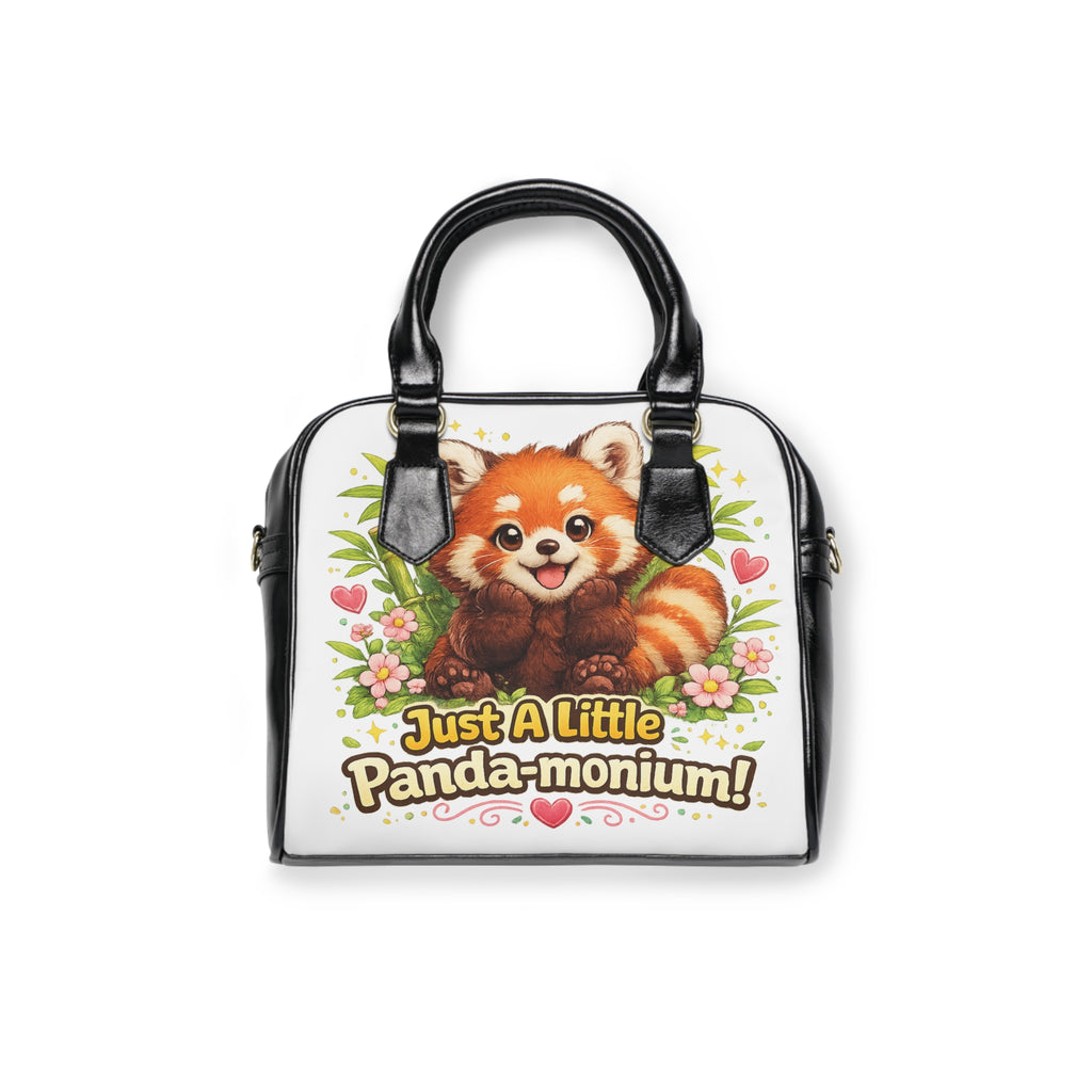 Red Panda Shoulder Handbag — "Just A Little Panda-monium" Cute Floral Satchel