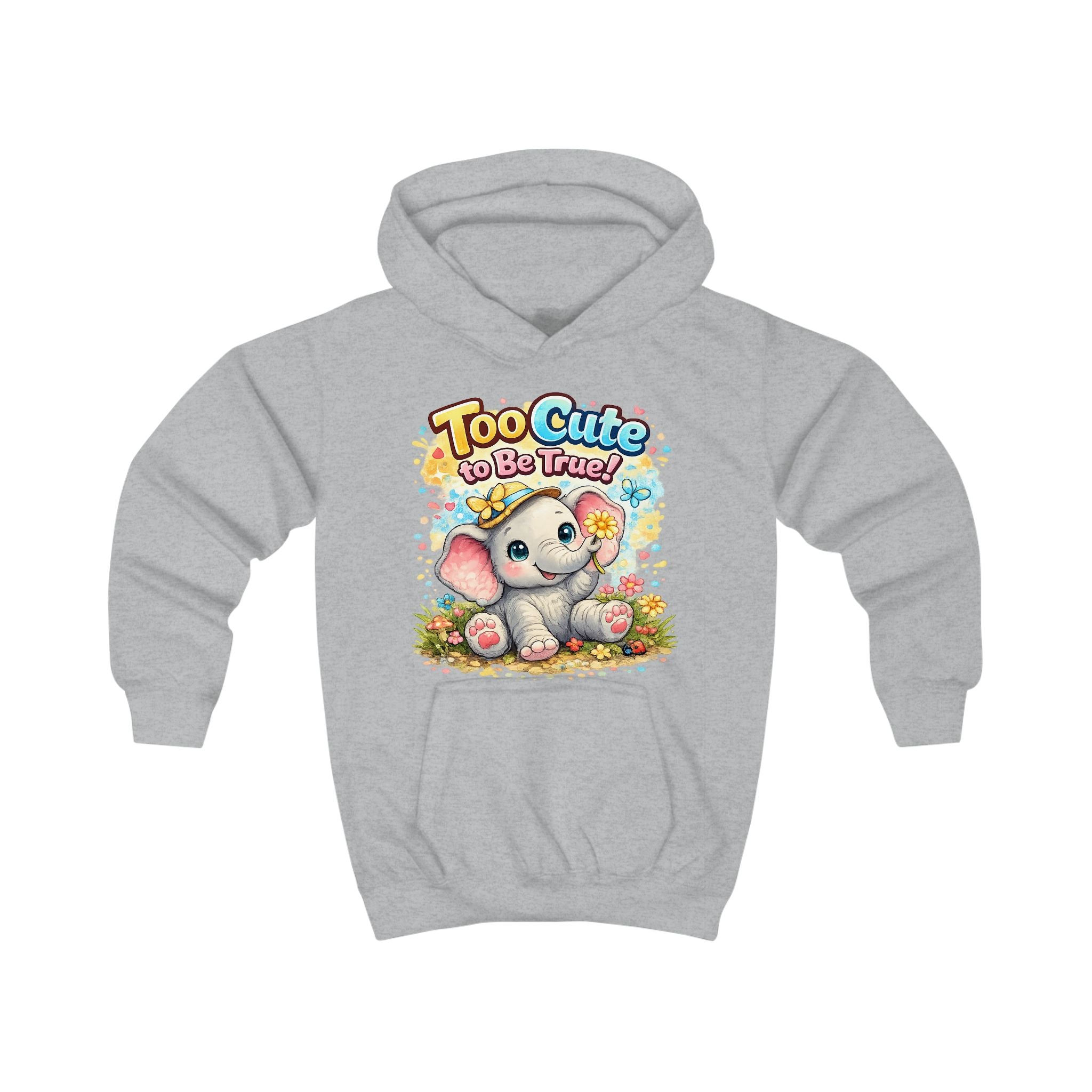 Kids Hoodie — "Too Cute to Be Traced" Elephant Graphic Hoodie for Toddlers & Little Kids