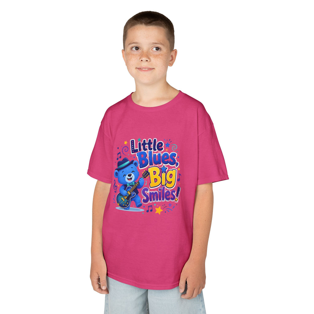 Kids Tee — "Little Blues, Big Smiles!" Guitar-Bear Graphic