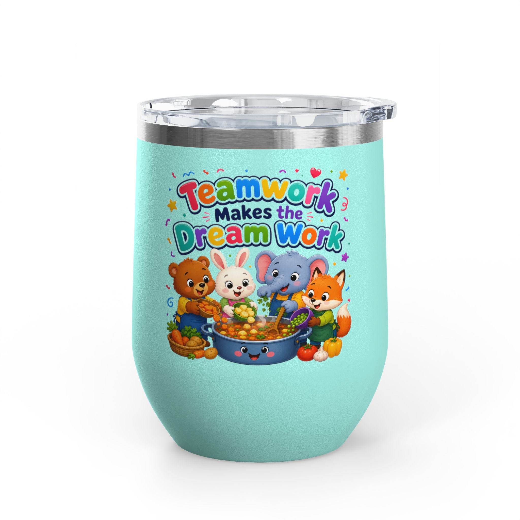 Teamwork Makes the Dream Work Tumbler — 12oz Kids' Cartoon Animal Travel Cup