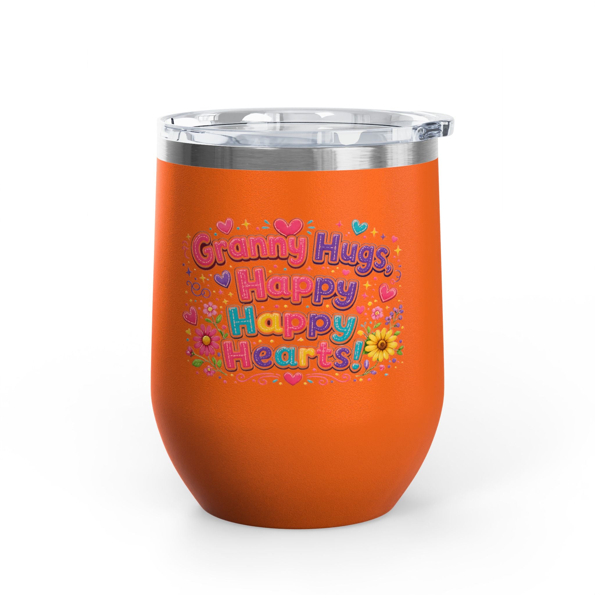 "Granny Hugs, Happy Happy Hearts" Floral 12oz Insulated Cup