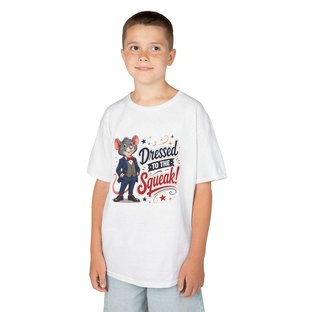 Kids Tee — "Dressed to the Squeak" Cartoon Mouse Graphic