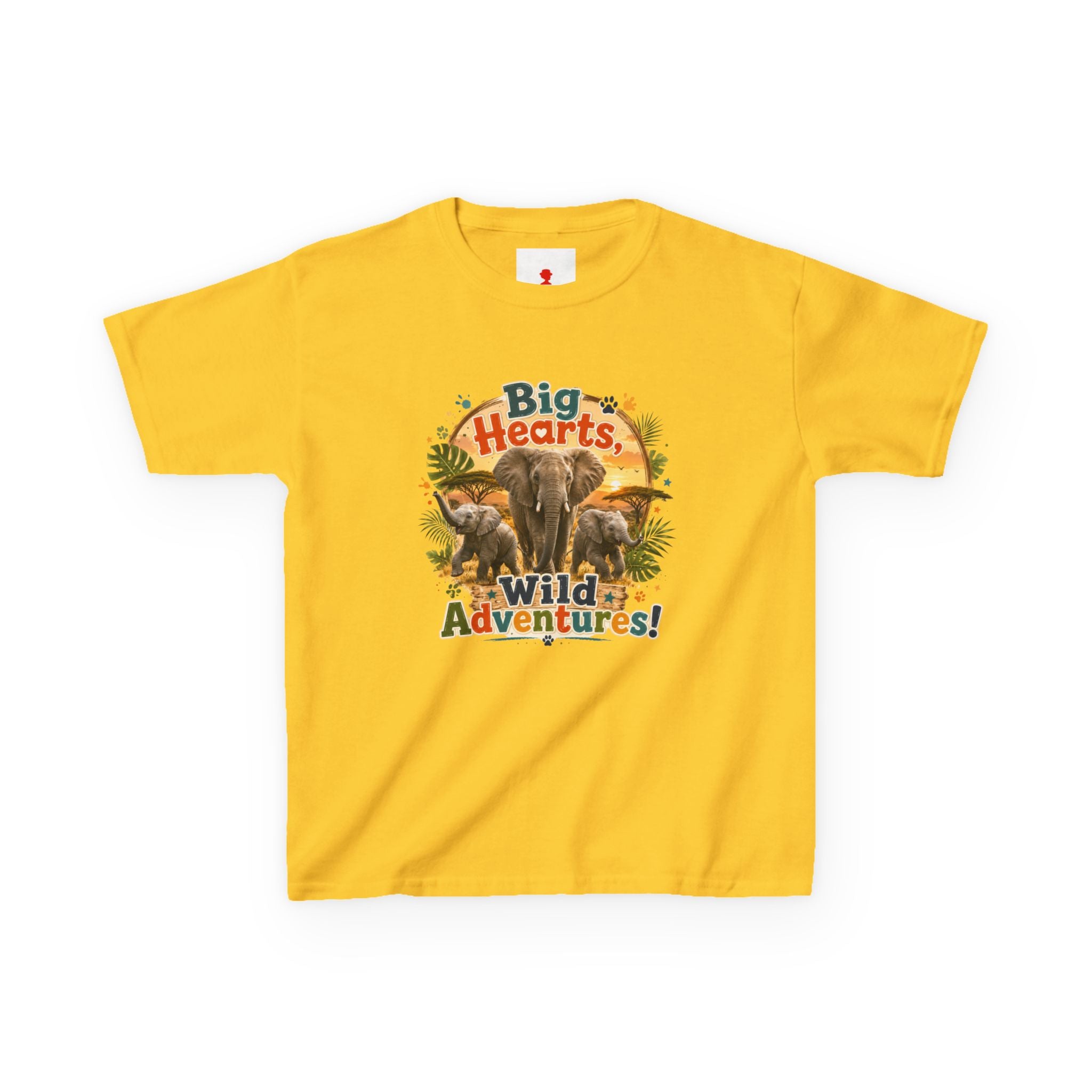 Kids T-Shirt — “Big Hearts, Wild Adventures!” Elephant Safari Shirt for Kids, Cute Animal Adventure Tee
