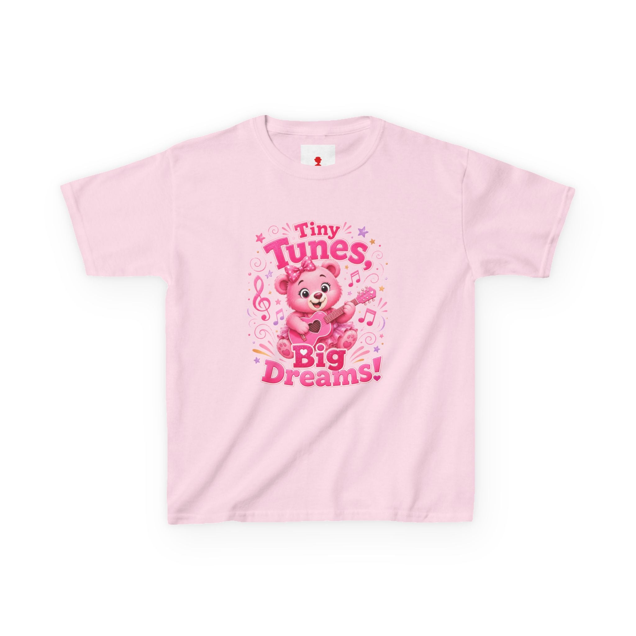 Kids T-Shirt — "Tiny Tunes, Big Dreams" Cute Pink Bear Music Tee