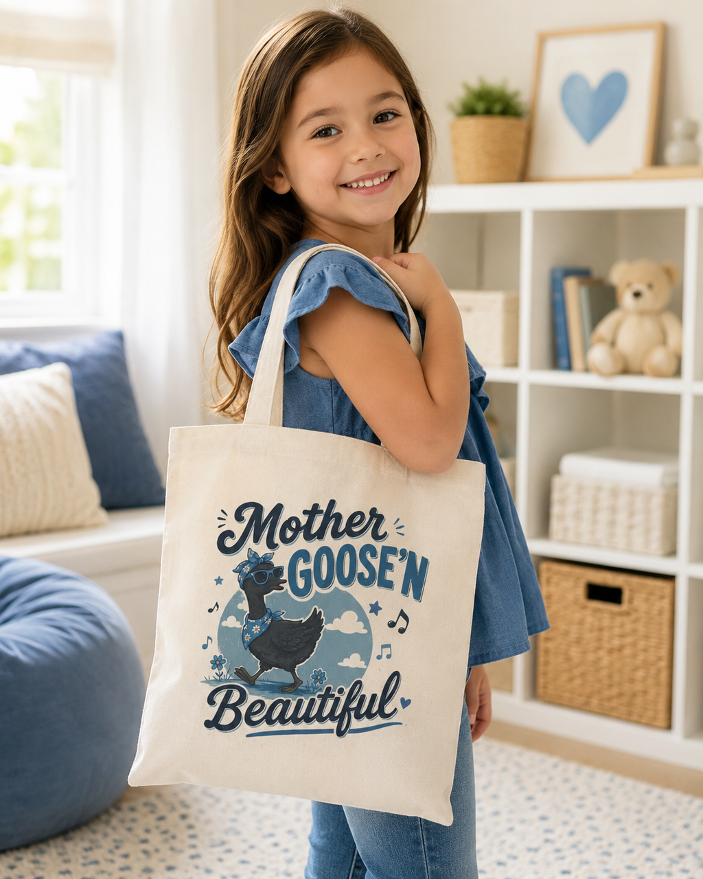 Mother Goose'n Beautiful Tote Bag — Whimsical Nursery Storybook Eco Tote