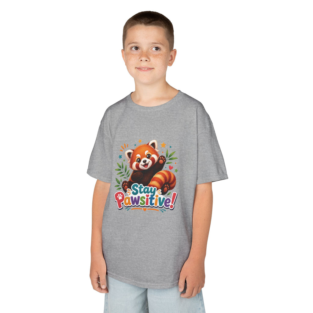 Stay Pawsitive Red Panda Kids Tee | Cute Animal Positive Message