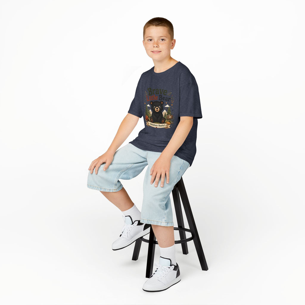 Kids Tee — "Brave Little Bear" Adventure Graphic Shirt