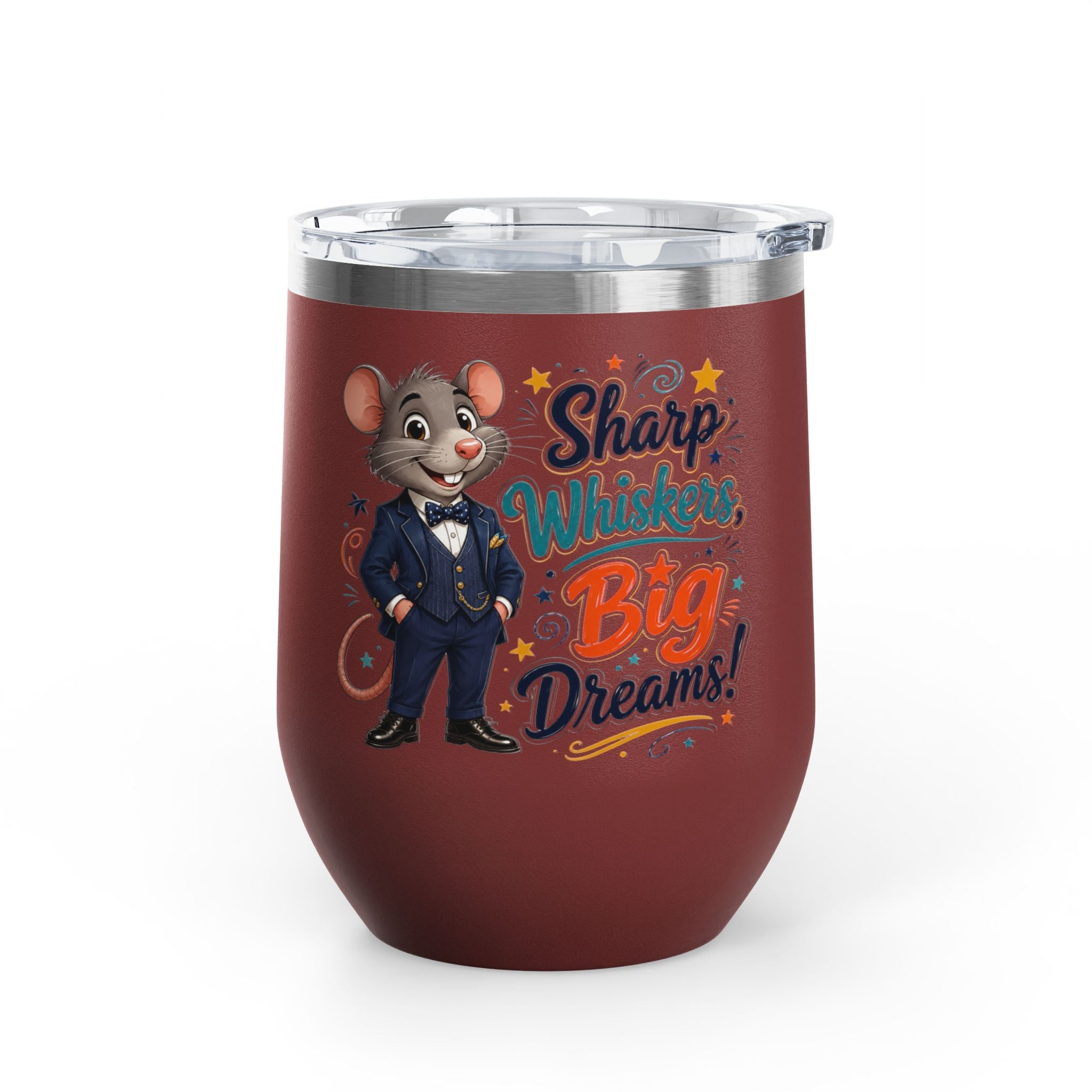 "Sharp Whiskers, Big Dreams" Mouse Design, 12oz Insulated