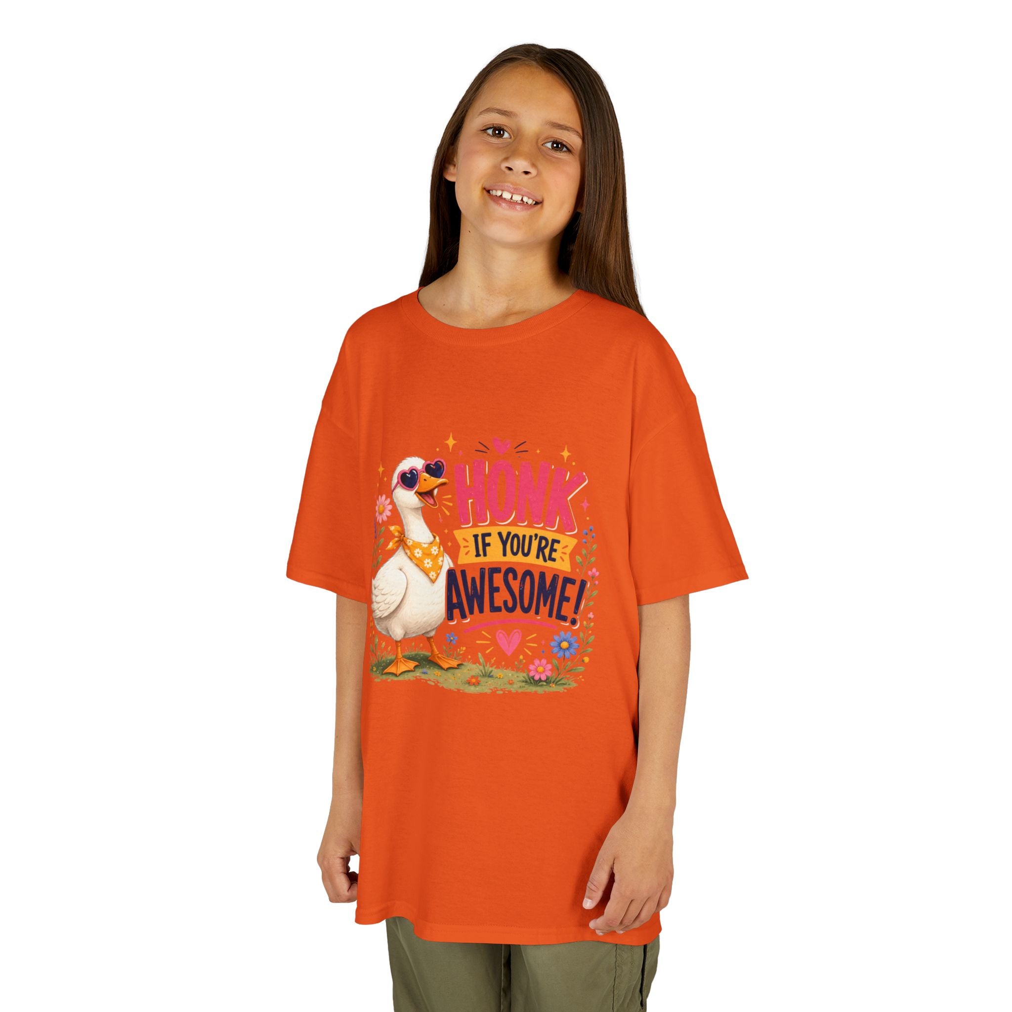 Kids Tee — "Honk If You're Awesome!" Cute Goose Graphic Shirt