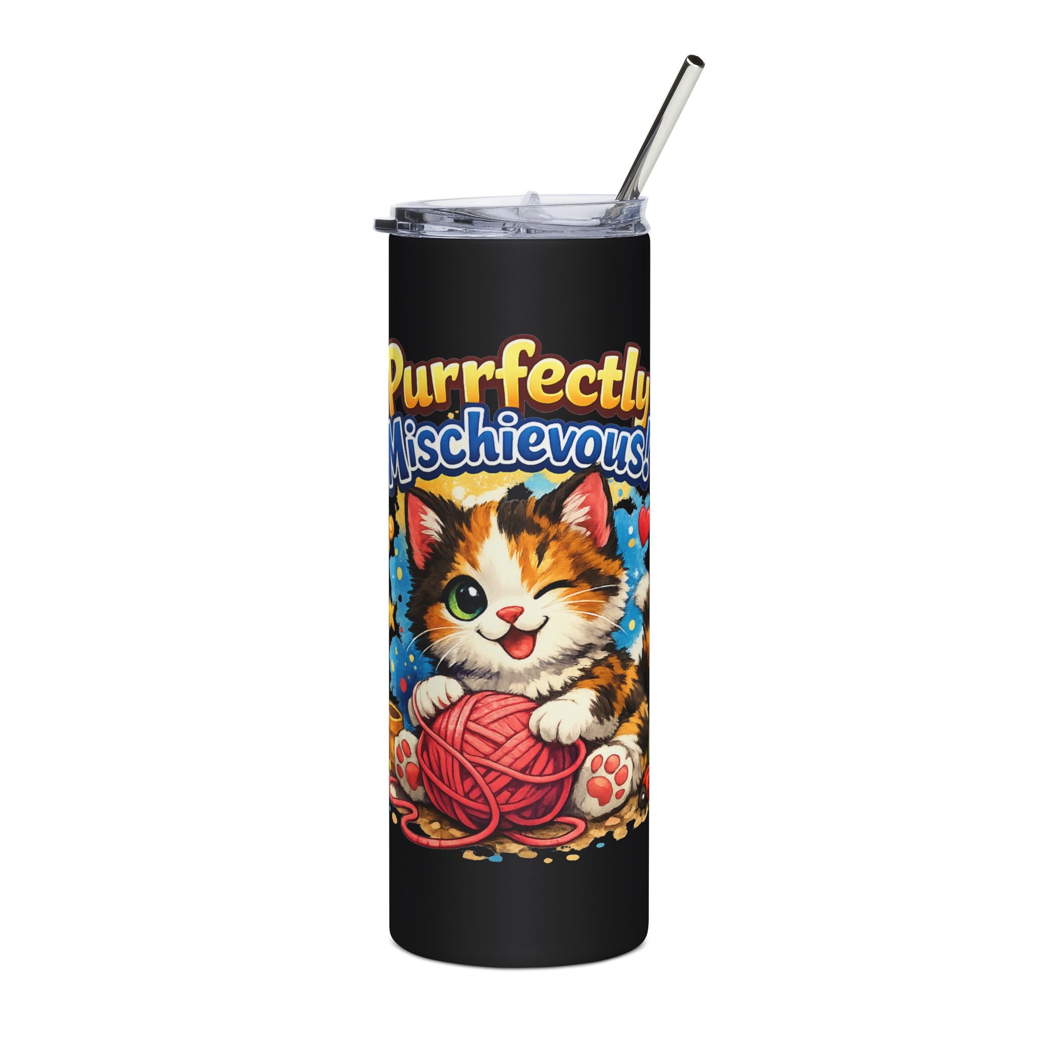Purrfectly Mischievous Cat 20oz Stainless Steel Tumbler