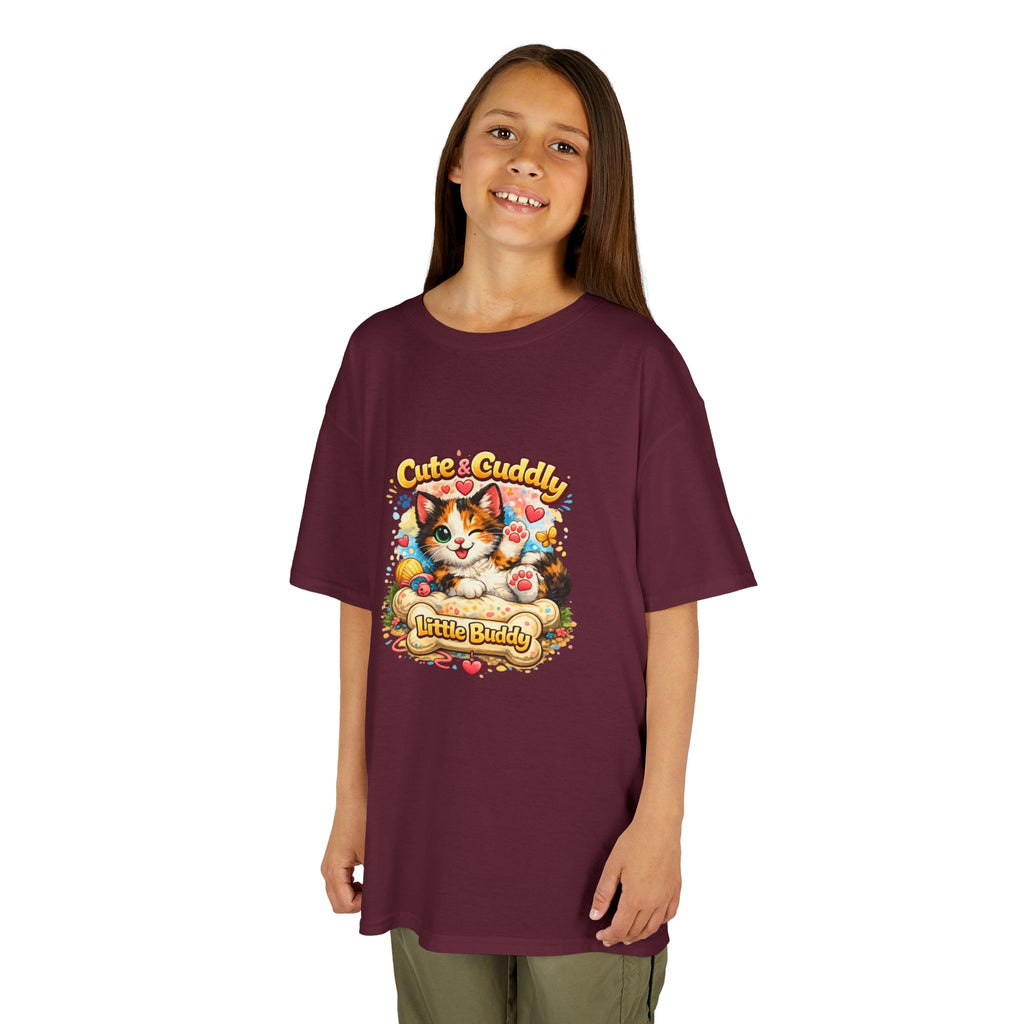 Kids T-Shirt — "Cute & Cuddly Little Buddy" Cat Graphic Tee