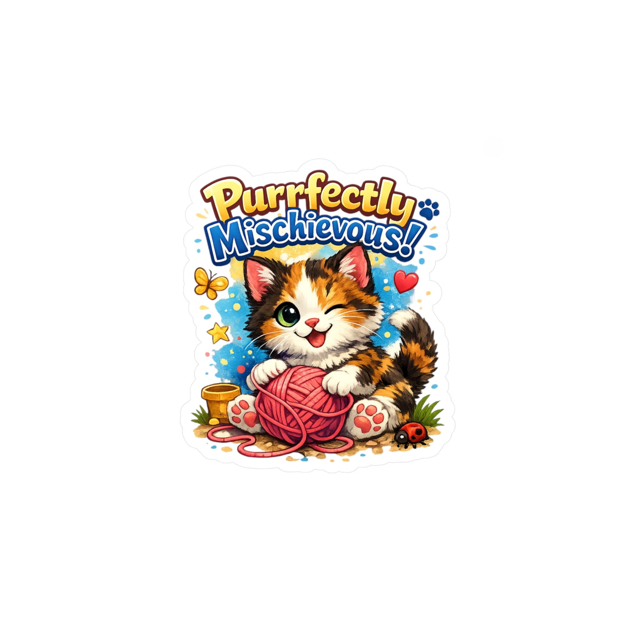 Purrfectly Mischievous! Cute Kitten Kiss-Cut Vinyl Sticker
