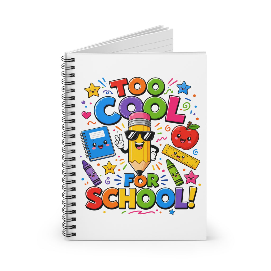 Too Cool for School Spiral Notebook | Cute Pencil Illustration