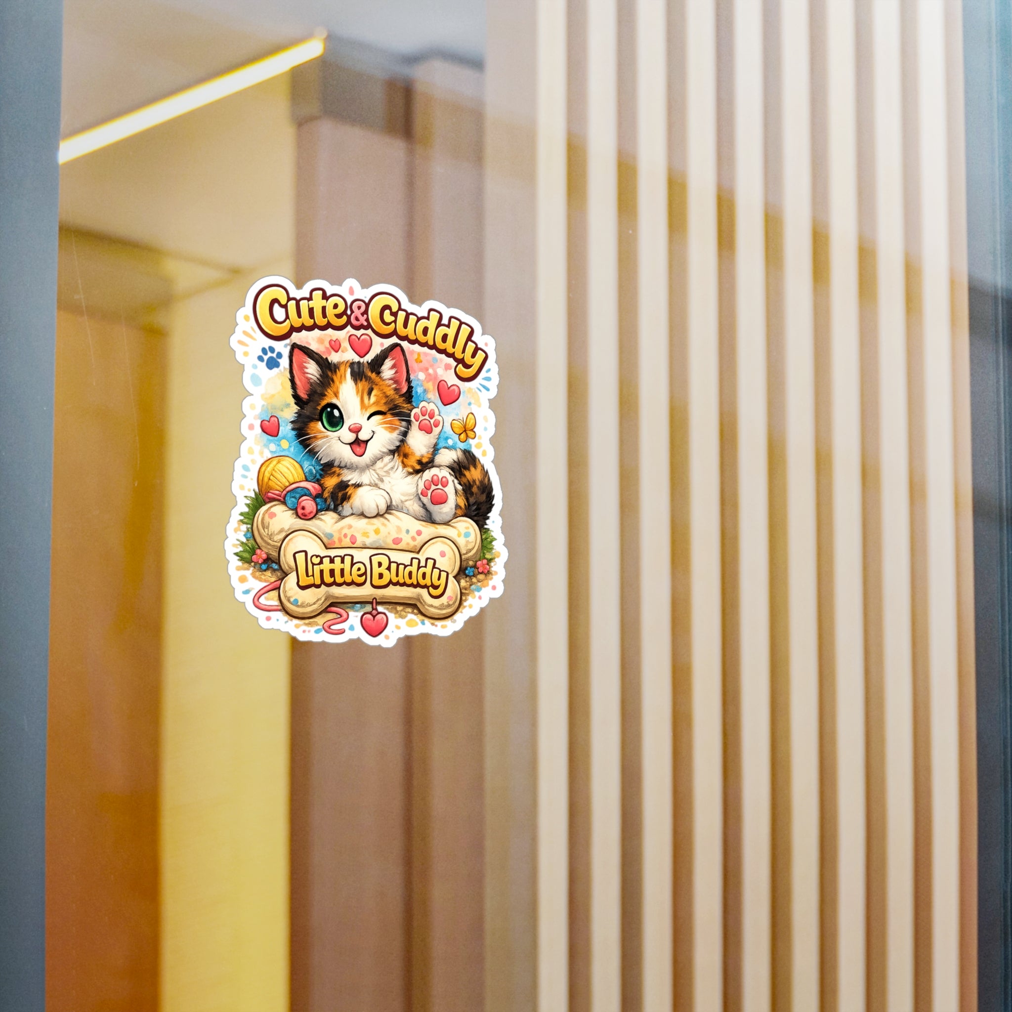 Cute & Cuddly Little Buddy Cat Sticker — Kiss-Cut Vinyl Decal