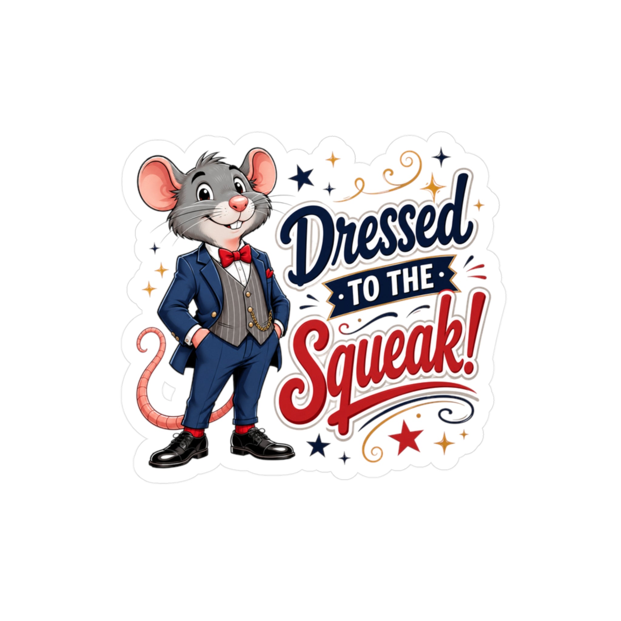 Dressed to the Squeak! Mouse Vinyl Sticker — Cute Dapper Character Kiss-Cut Decal