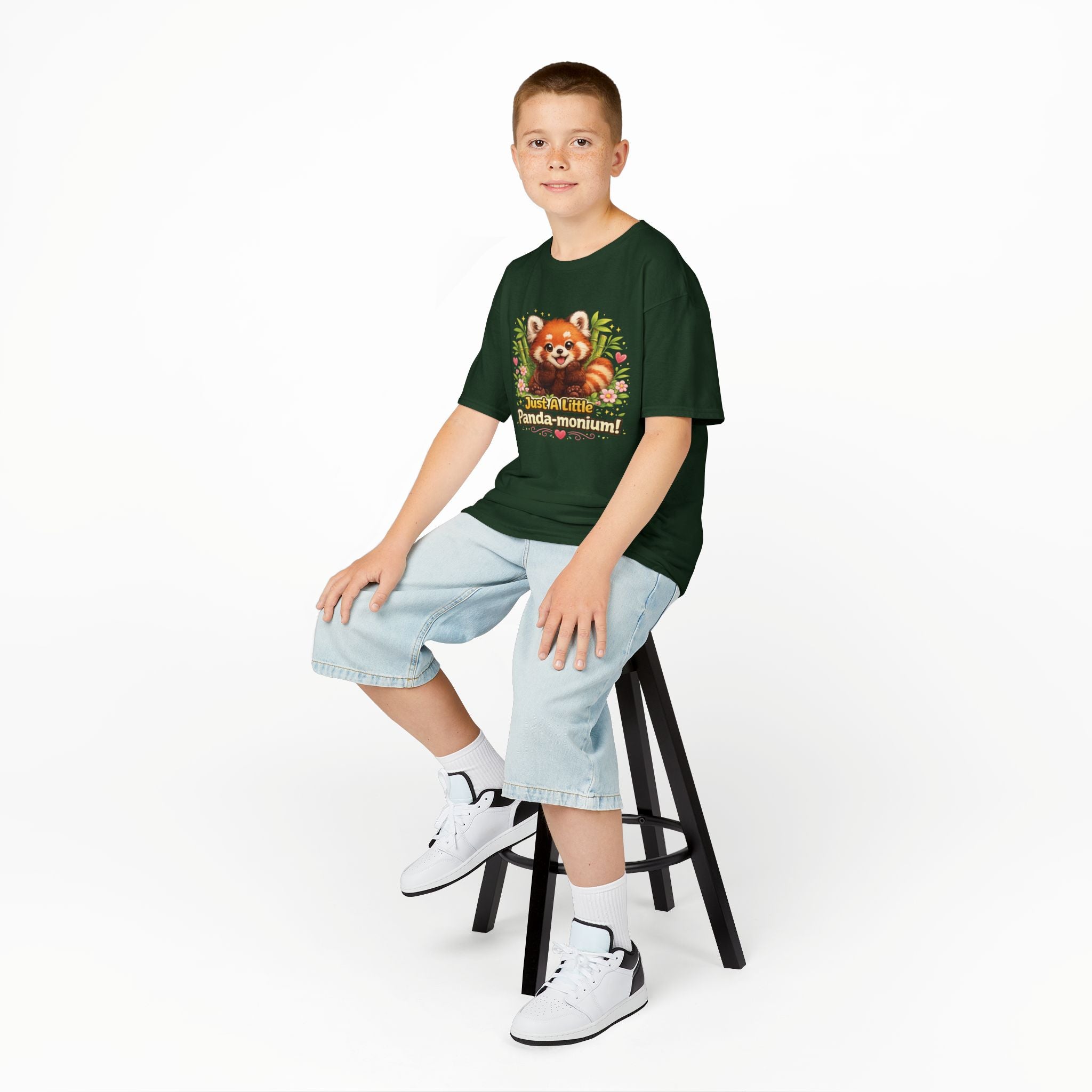 Red Panda Illustration Kids T-Shirt | "Just A Little Panda-monium"