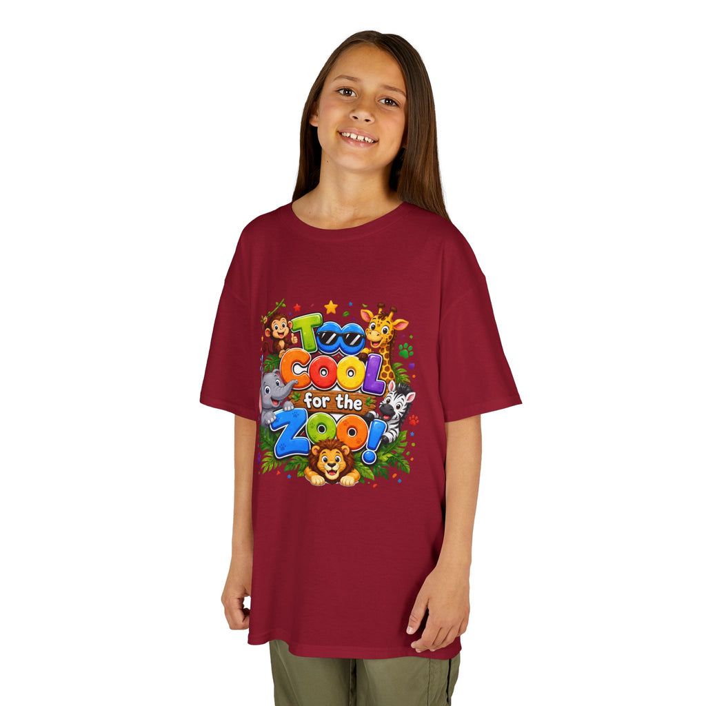 Kids Tee — "Too Cool for the Zoo" Colorful Animal Graphic