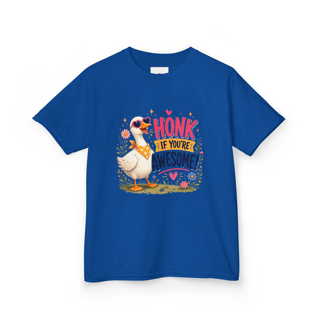 Kids Tee — "Honk If You're Awesome!" Cute Goose Graphic Shirt