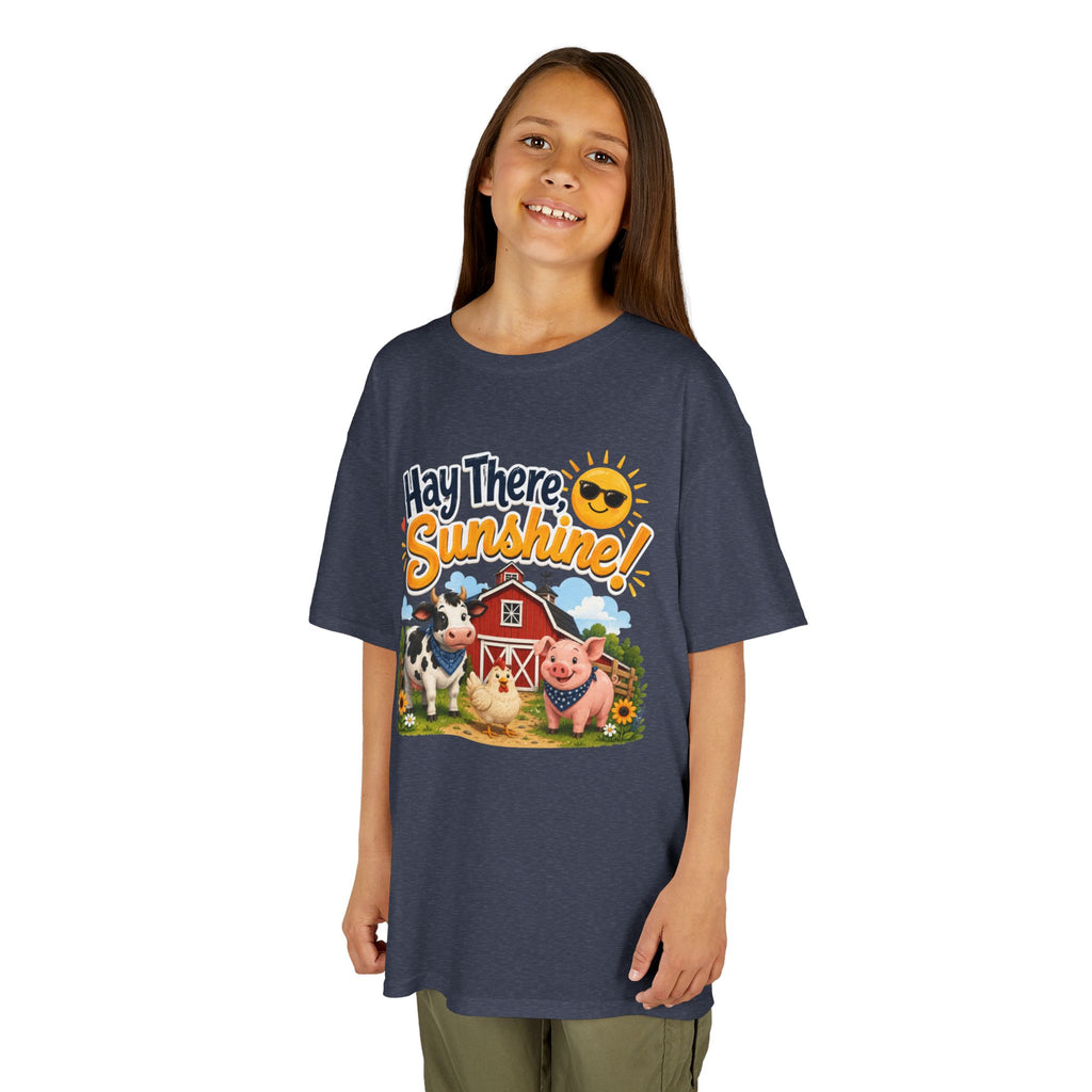 Kids Tee — "Hay There, Sunshine!" Farm Animal Graphic