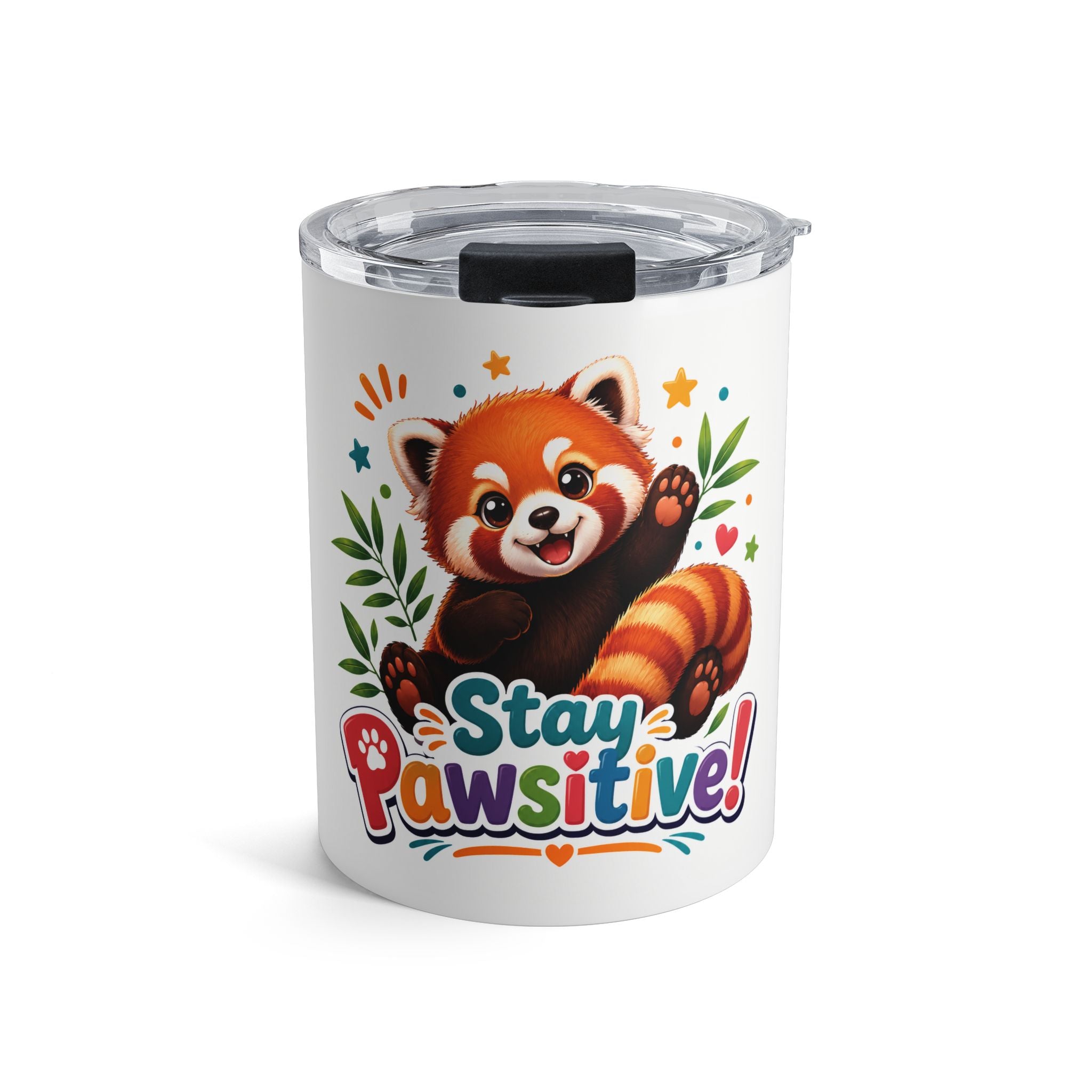Stay Pawsitive Red Panda Tumbler 10oz | Cute Animal Drinkware