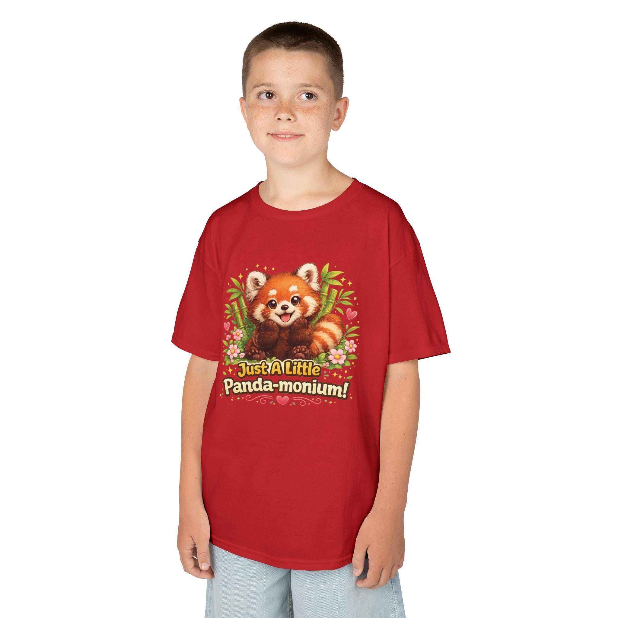 Red Panda Illustration Kids T-Shirt | "Just A Little Panda-monium"