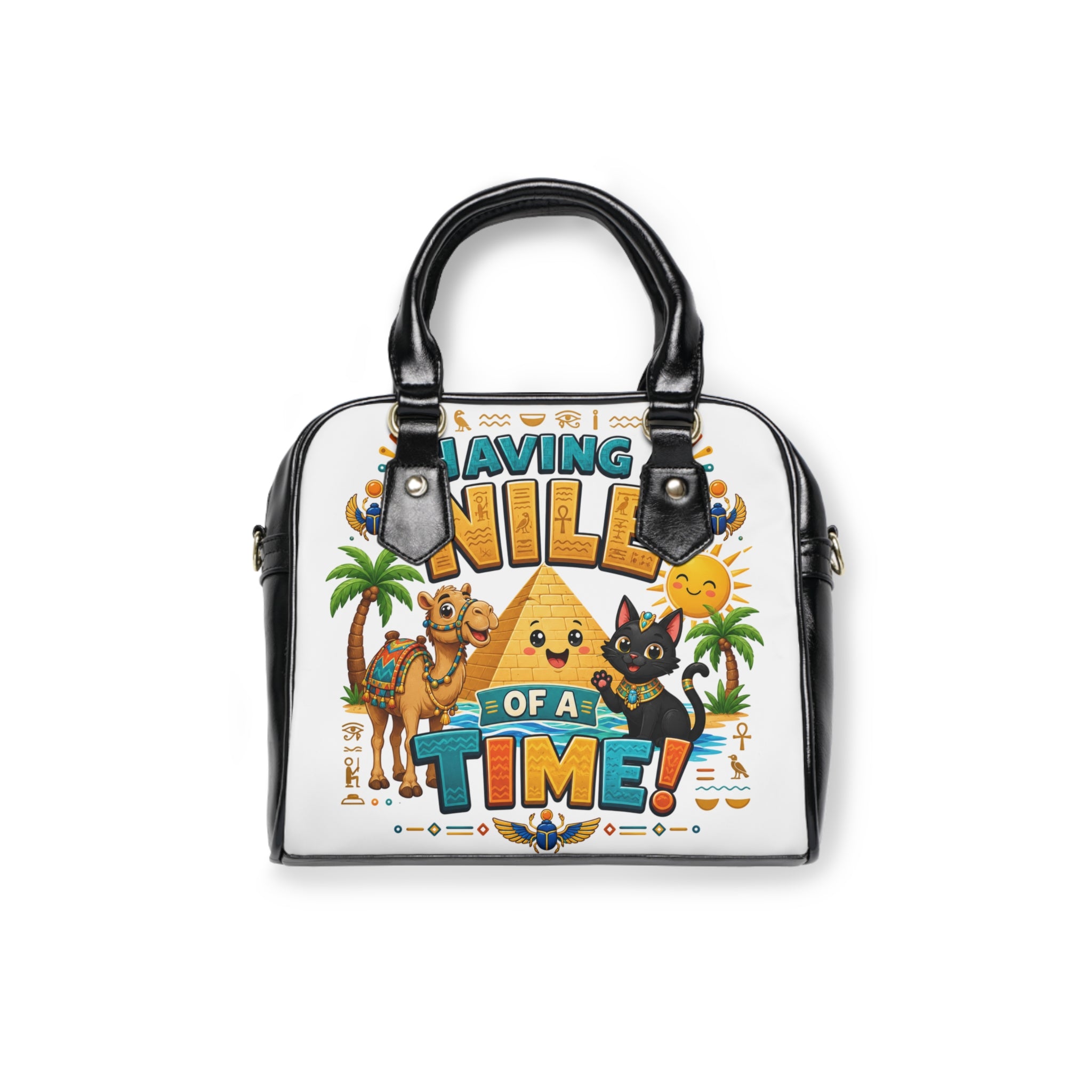 Having A Nile of a Time Shoulder Handbag | Egyptian Pyramid Cat Camel Design
