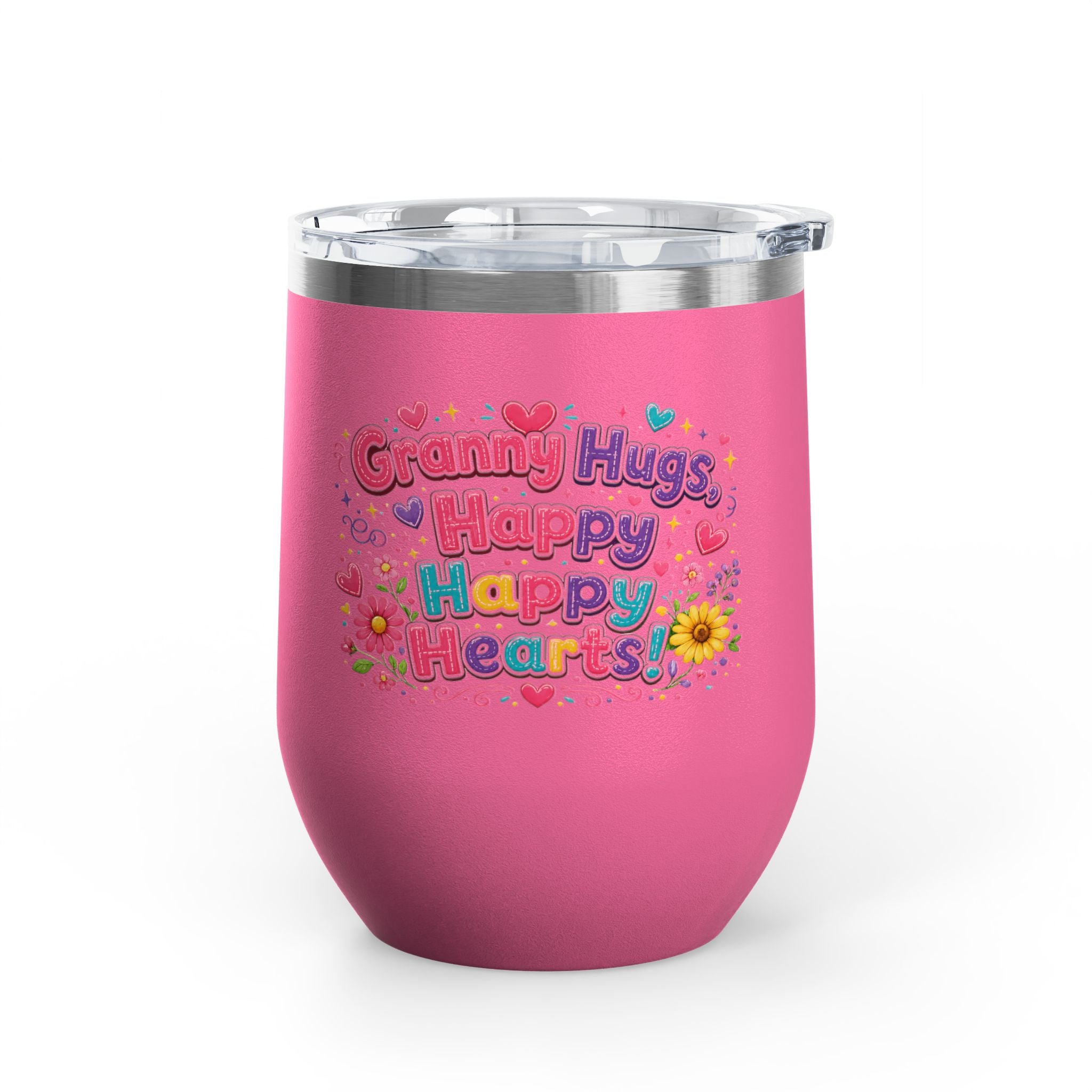 "Granny Hugs, Happy Happy Hearts" Floral 12oz Insulated Cup