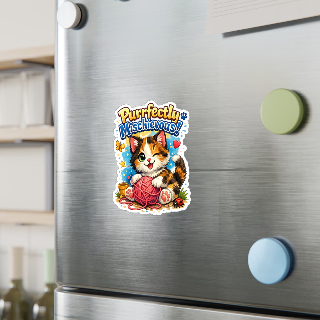 Purrfectly Mischievous! Cute Kitten Kiss-Cut Vinyl Sticker