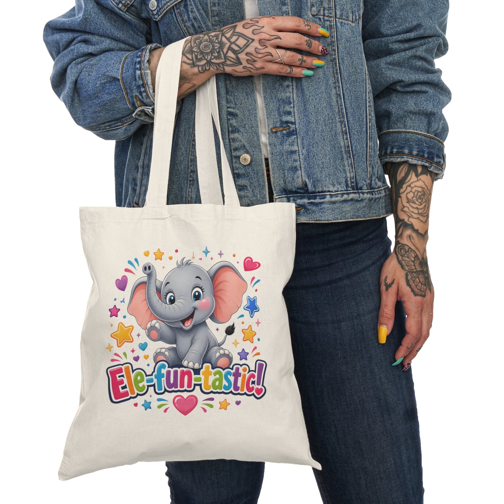 Ele-Fun-Tastic! Cute Elephant Kids Tote Bag — Colorful Animal Canvas Shopper