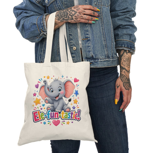 Ele-Fun-Tastic! Cute Elephant Kids Tote Bag — Colorful Animal Canvas Shopper