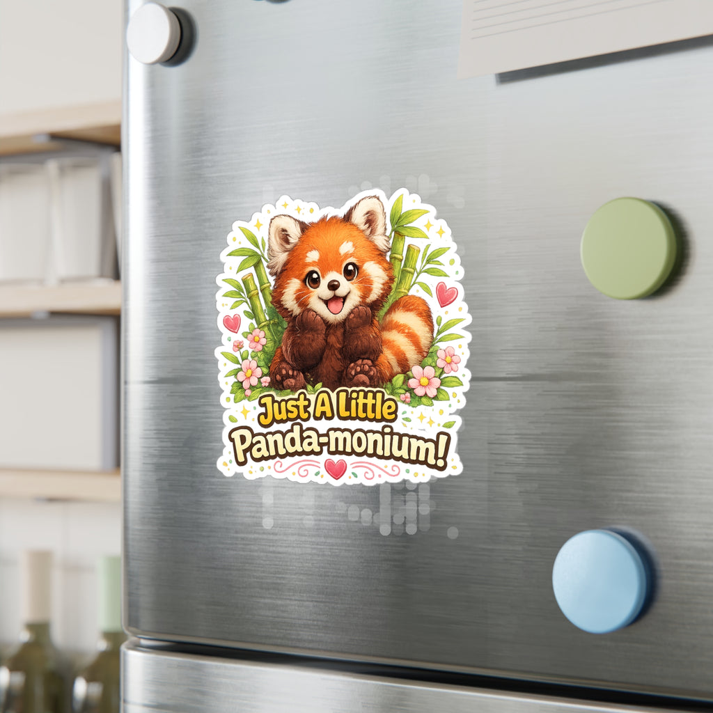 Red Panda Illustration Just A Little Panda-monium Sticker | Kiss-Cut Vinyl Decal