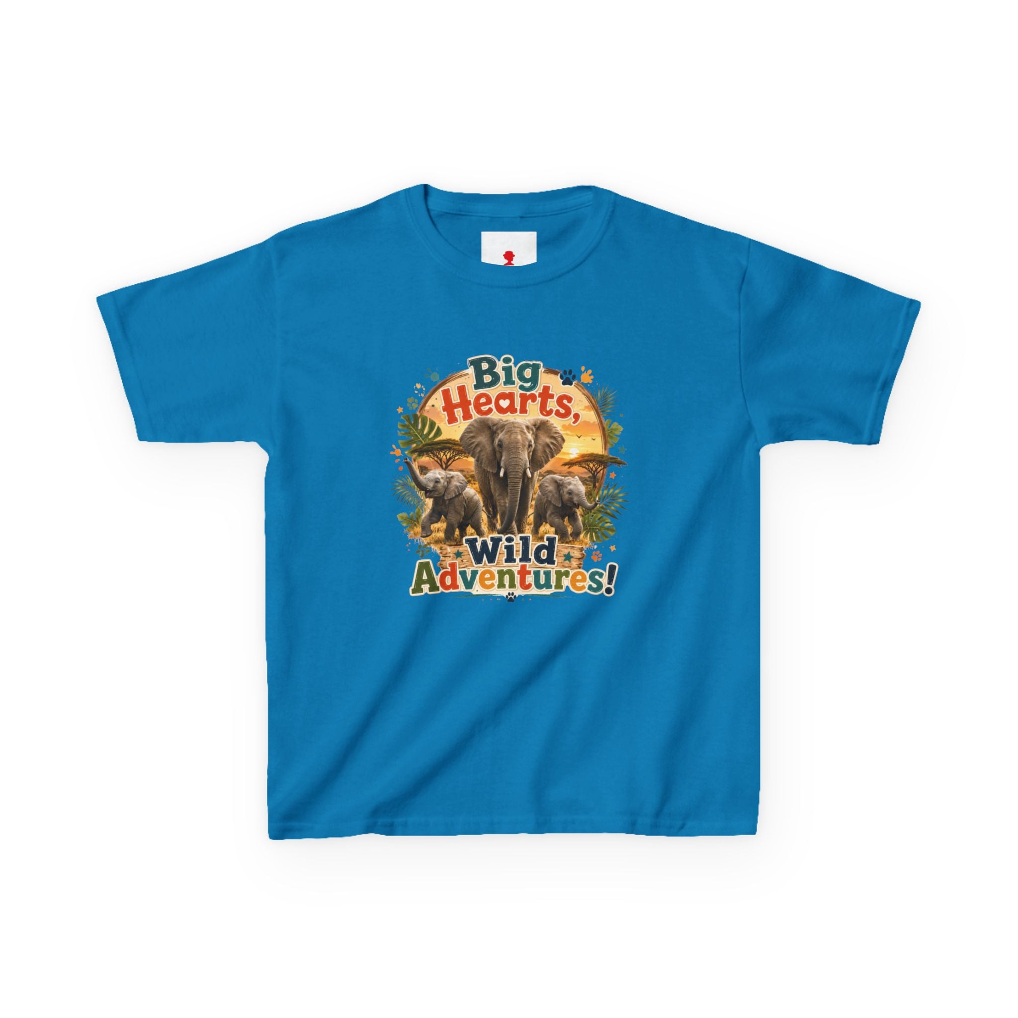 Kids T-Shirt — “Big Hearts, Wild Adventures!” Elephant Safari Shirt for Kids, Cute Animal Adventure Tee