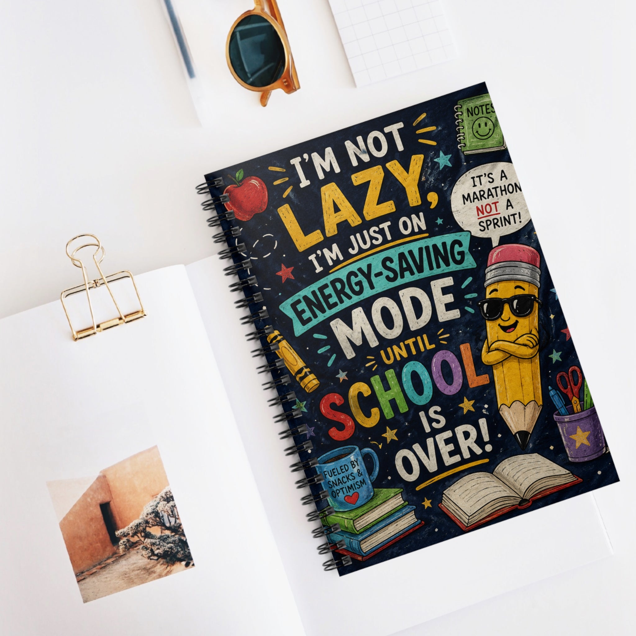 I'm Not Lazy I'm On Energy-Saving Mode Until School Is Over Notebook | Spiral Ruled