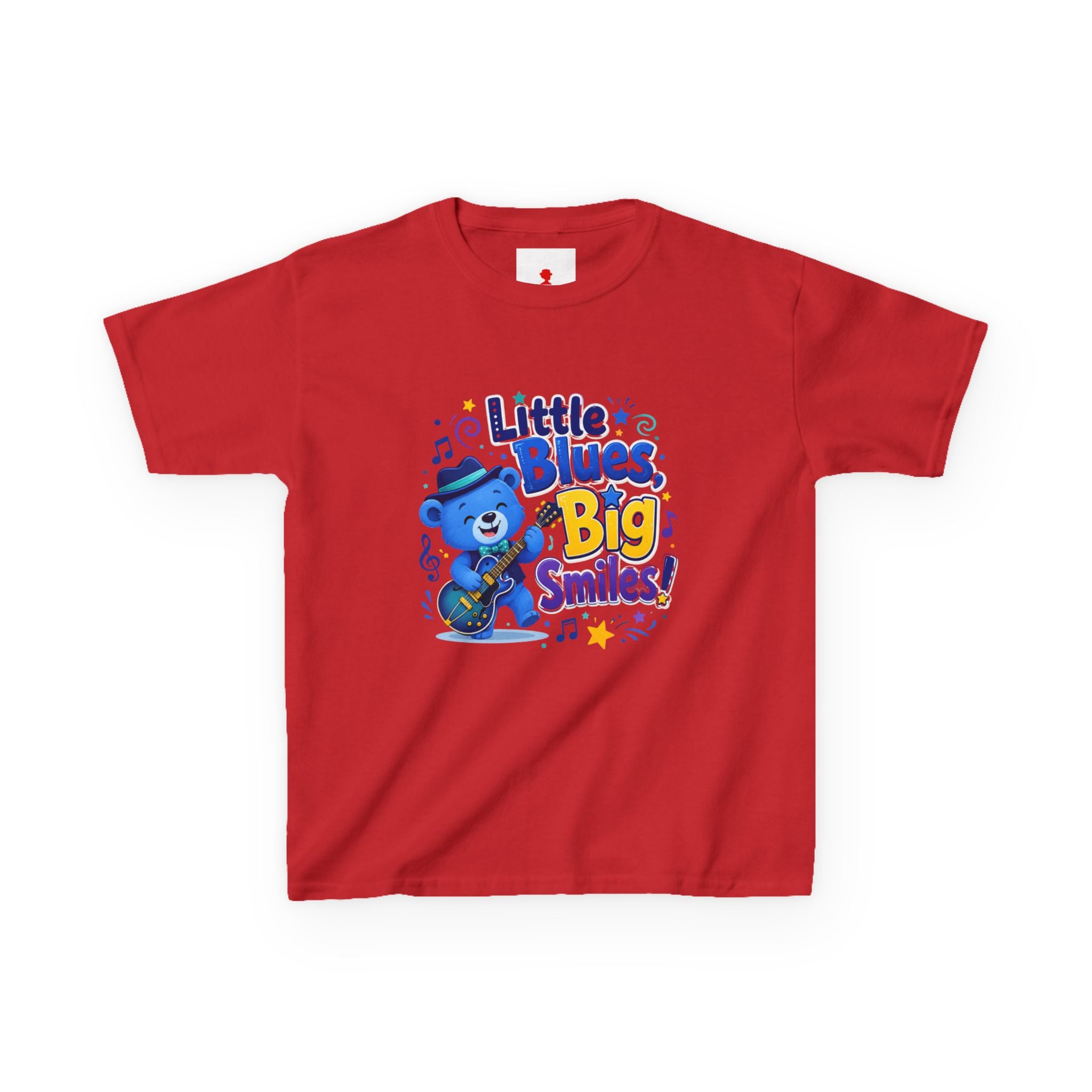 Kids Tee — "Little Blues, Big Smiles!" Guitar-Bear Graphic