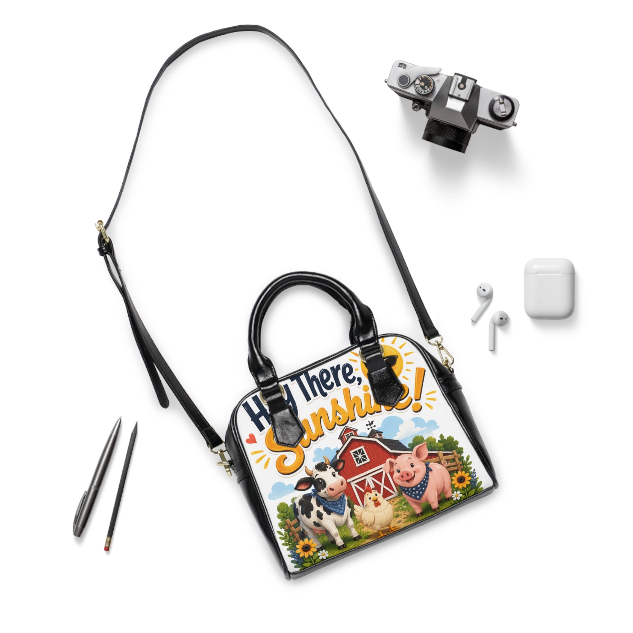 Shoulder Handbag — "Hey There, Sunshine!" Farm Animals Tote