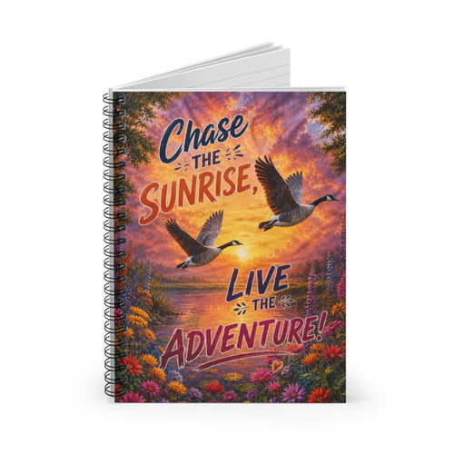 Adventure Spiral Notebook — "Chase the Sunrise, Live the Adventure" Ruled Journal