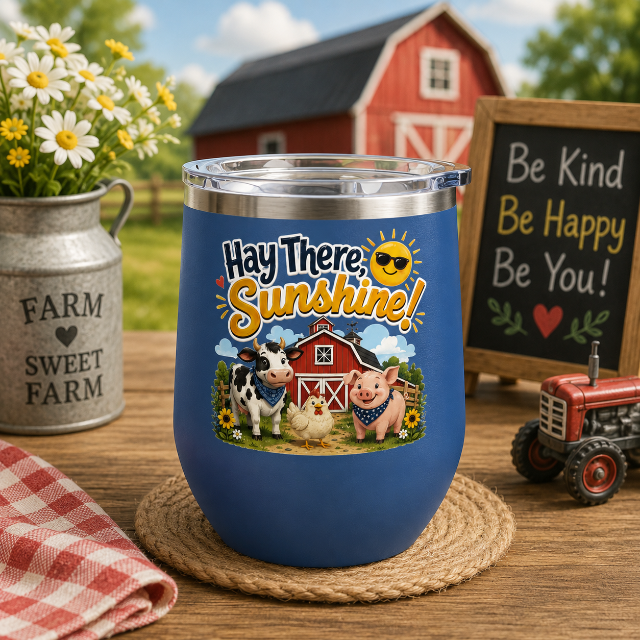 "Hay There, Sunshine!" Farm Animal 12oz Insulated Cup