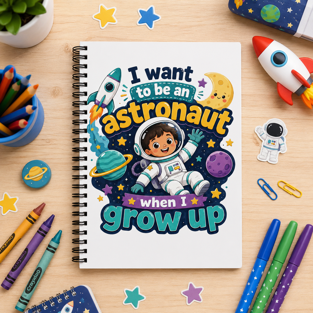 Kids' Astronaut Notebook — "I Want to Be an Astronaut When I Grow Up" Spiral Journal